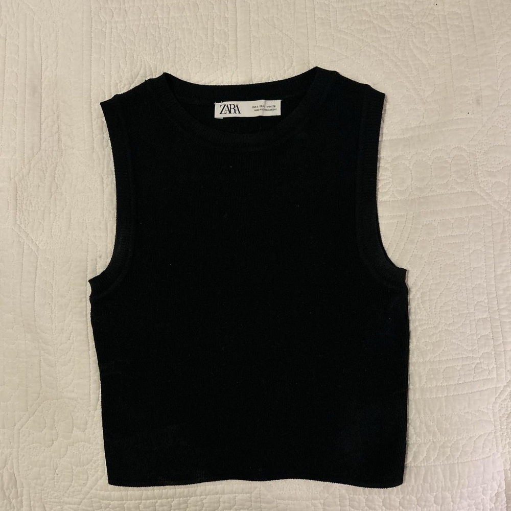 Zara Black Sleeveless Crop Tank Top
